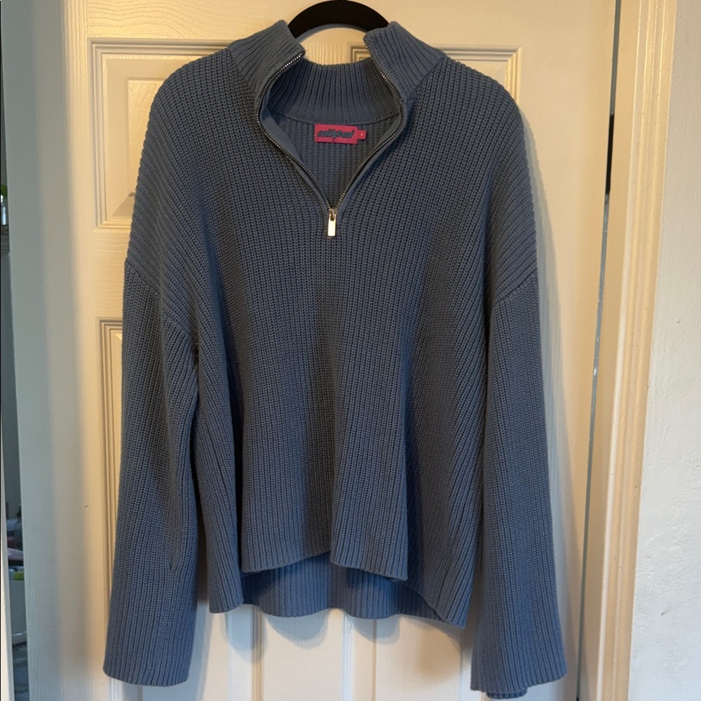 Edikted Blue Quarter-Zip Sweater